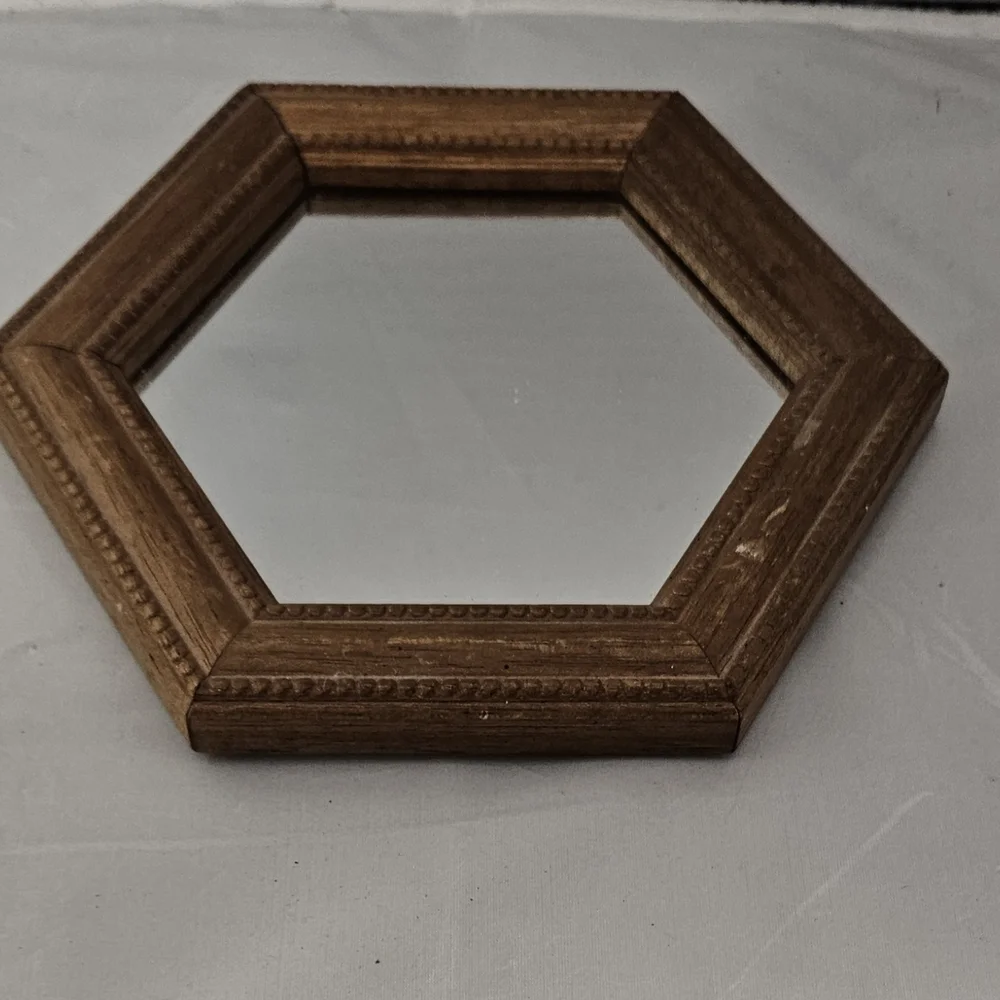 Hexagonal Brown Wall Mirror